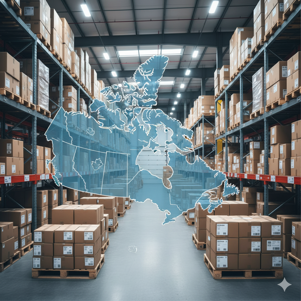 warehouse with canadian map on it
